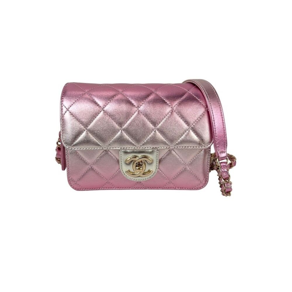 Chanel Metallic Lambskin Like a Wallet Flap Golden Pink Crossbody Bag